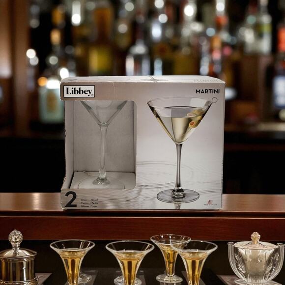 2 Libbey Clear Long Stem Martini 10 oz Bar Drinking Glasses Stemware USA - Picture 1 of 7